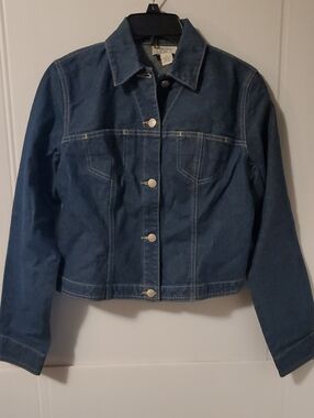 LOFT Anne Taylor Indigo Blue Denim Jacket with Button Front Size 2